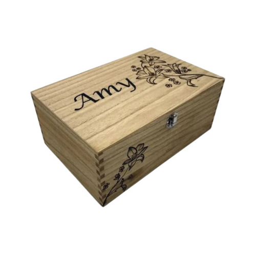 Brown Wooden Gift Box - Polished Handmade Hinged Closure, Customized Rectangular Shape in Brown, Grey, and Black Wood
