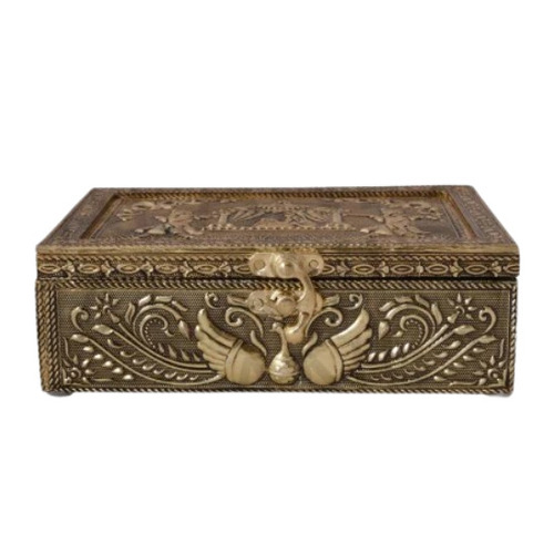 Decorative Wooden Dry Fruit Gift Box - Wood, 6x4x2.5 Inches, Brown | Rectangular Shape, 500 gms Capacity, 2 Compartments, No Customization