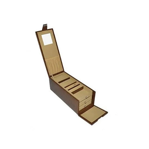 Jewelry Locker Box - New, Rectangle Shape with 3 Drawers | Eco-Friendly Wooden Design in Black and Beige/Brown