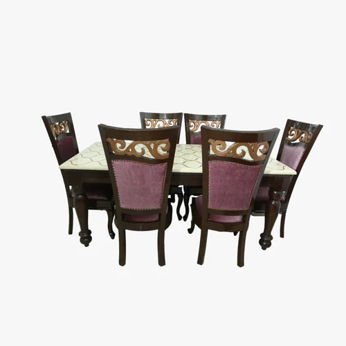 Glass Top Oak Wood Dining Table Set