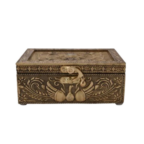 Golden Wooden Dry Fruit Gift Box - Wooden, 6x4x2.5 inches, Golden Color | 250 gms Capacity, 1 Compartment, Ideal for Gift Use