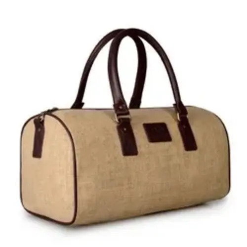 Jute Duffel Bag - Eco-Friendly Material, Lightweight Design, Spacious Compartments - Stylish, Versatile Use with Strong Handles and Adjustable Strap