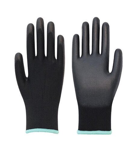 Pu Coated Gloves - PU Material, Black Color | Flexible Fit, Comfortable Wear, Oil-Resistant, Breathable Fabric, Quick Dry, Washable