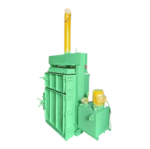 Single Chamber Vertical Baling Machine - Mild Steel, Compact Design, Green Color | Semi-Automatic Operation, Ideal for Waste and Recyclables, 1 Year Warranty