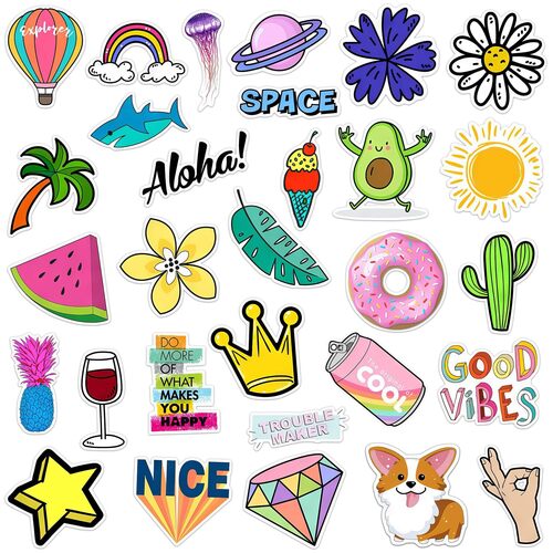 Adhesive Stickers - Plastic Material, Standard Size , Water Activated Adhesive, Various Colors, Customizable Shapes for School Use