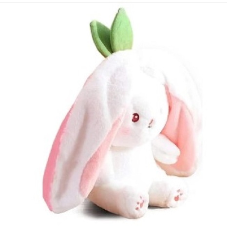 Strawberry Pouch Rabbit Stuffed Toys - Plush Material, Various Sizes, Ivory White | Lightweight, Long Lasting Finish, Perfect for Gifting