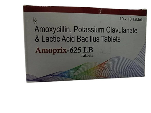 Amoprix-625 lb - Medicine Grade Amoxycillin Potassium Clavulanate and Lactic Acid Bacillus Tablets | For Hospital and Clinic Use, Prescription Required