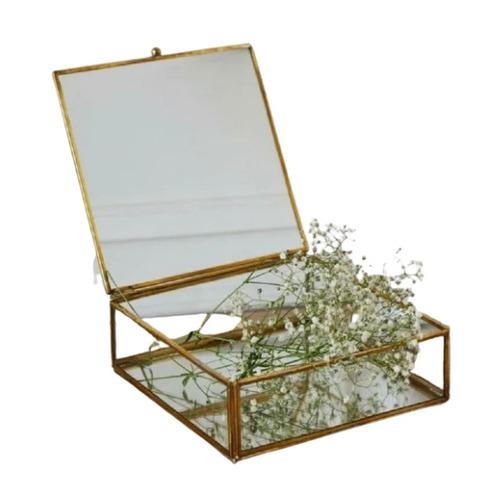 Brass Glass Jewelry Boxes - Rectangular, Golden and Black | Eco-Friendly, Waterproof, Ideal for Gifts, Simple Elegant Design