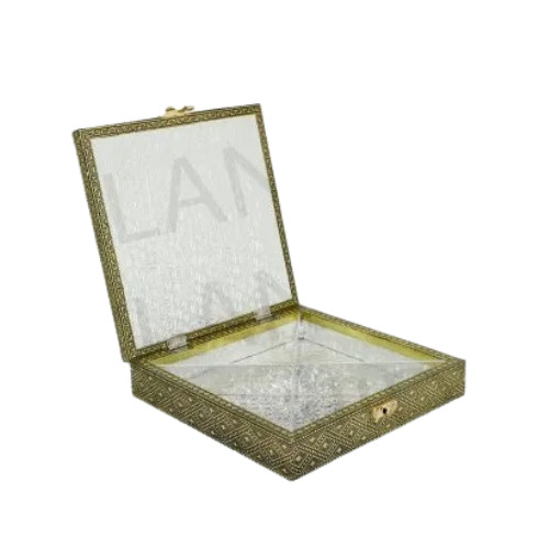 Flower Design Dry Fruit Gift Box - 1000 Gms Capacity, Square Shape, Golden Oxodise Color, Customizable Compartment | Ideal For Gifting