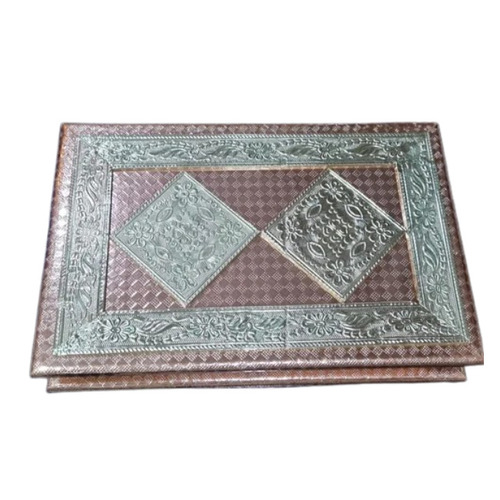 German Oxidised Dry Fruit Boxes - MDF Material, 500 Gms Capacity, 4 Compartments, Rectangular Shape , Available in Golden and Silver Colors