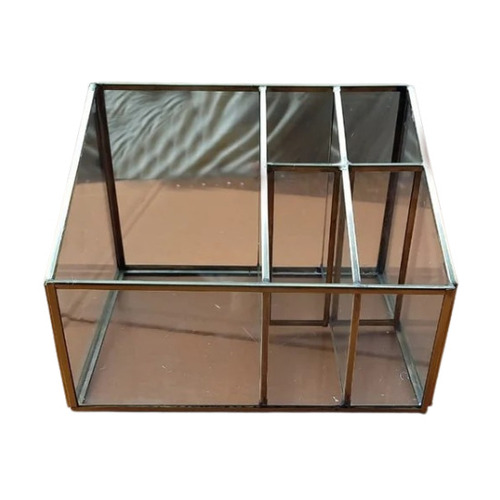 Golden Glass Jewelry Box - Metal & Glass 7x5 Inch Hexagonal Shape | Eco-Friendly Waterproof Plain Design Ideal for Gifting
