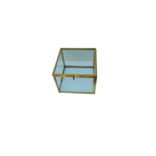 Metal Glass Jewelry Box - Rectangular Design, Golden and Black Colors | Eco-Friendly, Waterproof Features