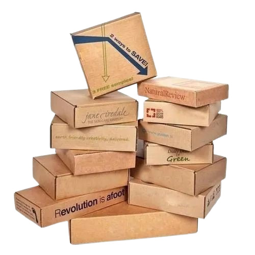 Printed Corrugated Packaging Boxes - Paper Material, Brown Color | Ideal for Apparel, Electronics, Food, Gift & Crafts
