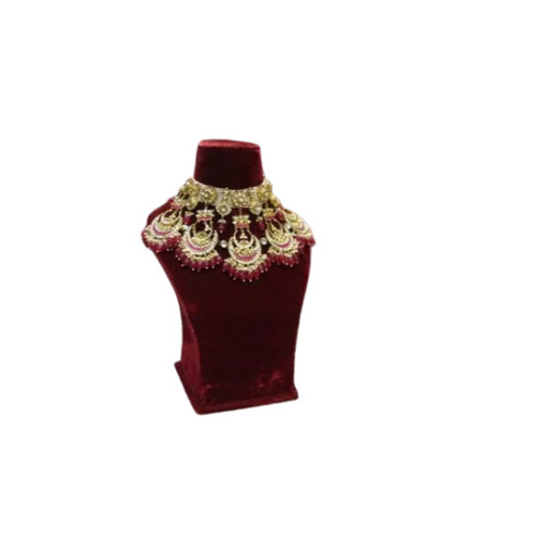 Red Velvet Wood Necklace Display Stand