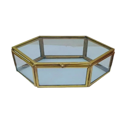 Rhombus Vintage Glass Jewelry Box - Metal Glass | Golden Black Color Eco-Friendly Waterproof Design Ideal Gift for Jewelry Storage