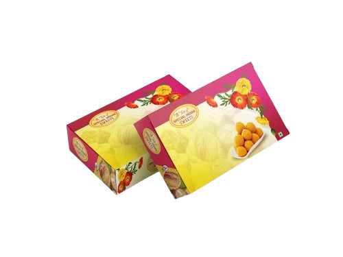 Sweet Packaging Box - 400 gsm Cardboard, Glossy or Matt Finish, Multi Colored, Square Shape, Customized Design