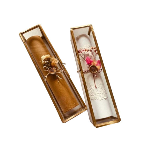 Vintage Brass Glass Jewellery Box - Brass, Rectangular, Golden Color | Eco-Friendly, Waterproof, Ideal for Jewellery and Notes Gift