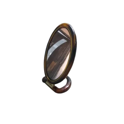 Wooden Framed Table Top Mirror - Glass Material, 10-15 mm Thickness, Round Shape, Brown Color | Decorative Usage, Corrosion Resistant, Stylish Design