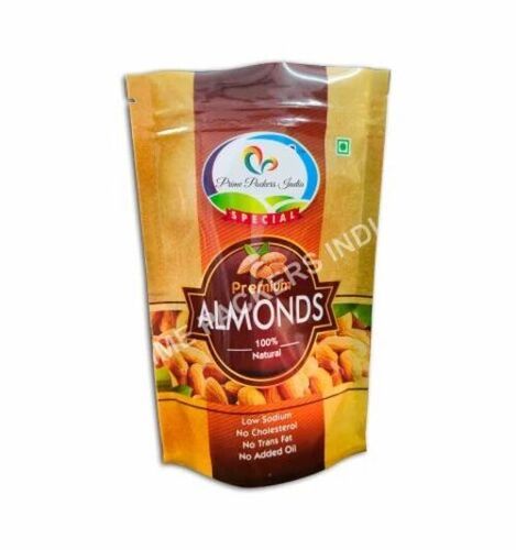 Almond Packaging Pouch - PET (Polyester), 6x4 Inches, Multi Color, Glossy Finish, Printed Design, Zipper/Slider Closure, Stand-Up Pouch