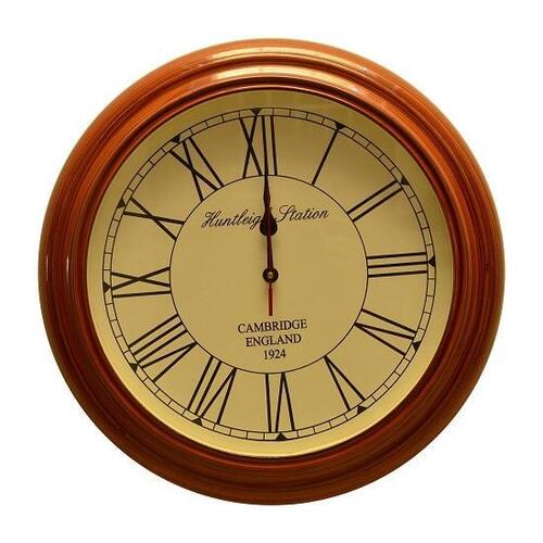 Antique Wall Clock - 12 Inch, Brown Wood Finish | Silent Analog Timepiece for Office, Kitchen, Living Room