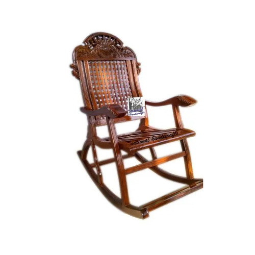 Premium Embossed Wooden Rocking Chair - Shesham Wood, Brown Finish | Eco-Friendly, Modern Design, Easy to Clean, No Assembly Required