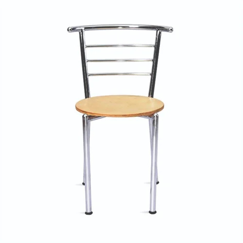 Cafeteria Chairs - Stainless Steel & Wooden, Standard Size, Silver & Yellow Color | Durable, Eco-Friendly, Antique Design, Fine Finished