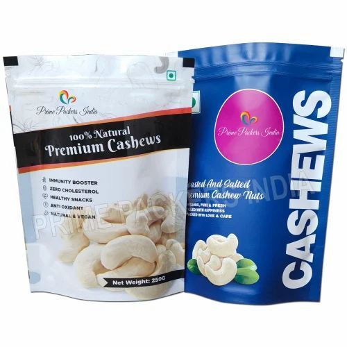 Cashew Nut Packaging Pouch - Aluminum Foil, 12x18 Inches Window Pouch with Multi-Layer Lamination | Multi-Color Printed Design, Rotogravure Technique