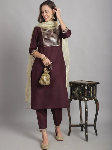 Cotton Festive Wear Kurti Pant Set  - Color: Any