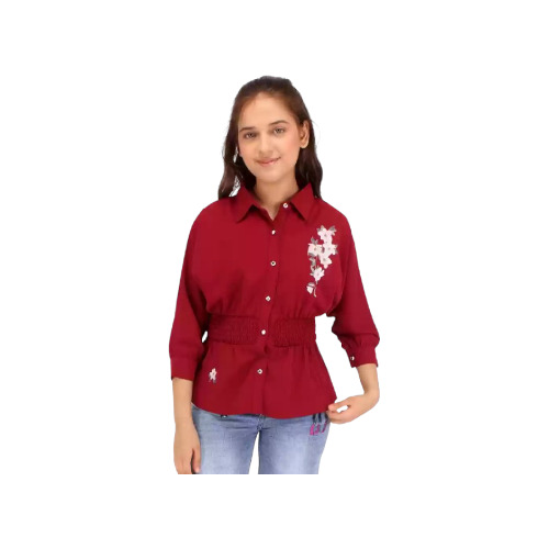 Designer Girls Top - Cotton, Summery Red & Pink Print | Anti Shrink, Skin Friendly, Easy To Clean, Machine Wash
