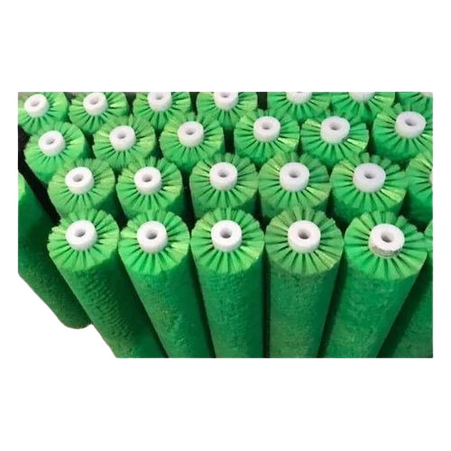 Green Nylon Roller Brush - Plastic Bristle Material, Cylindrical Shape, Industrial Use for Finishing and Polishing