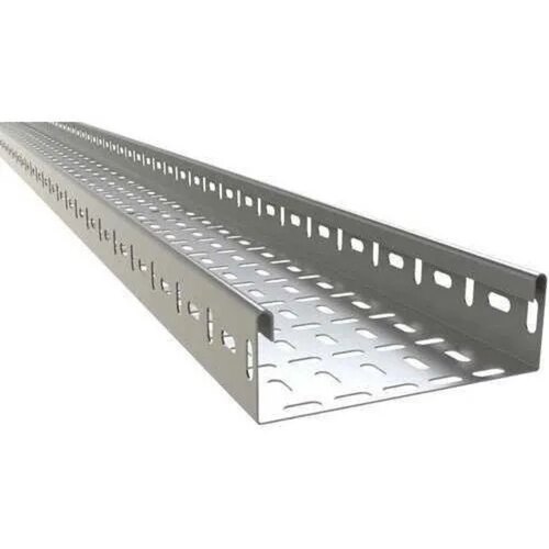 Ms Cable Tray - Perforated Rectangular Steel, 2500 Meters Long, Galvanized Coating, Silver Finish | Durable and Versatile Cable Management Solution