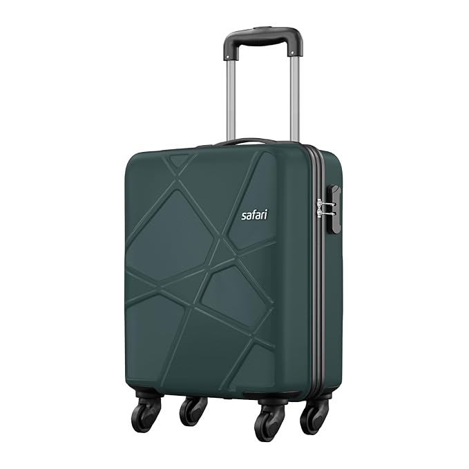 Safari Pentagon 55cm Small Cabin Trolley Bag Hard Case Polypropylene 4 Wheels 360 Degree Wheeling System Luggage Travel Bag Suitcase for Travel Trolley Bags for Travel Dusk Green