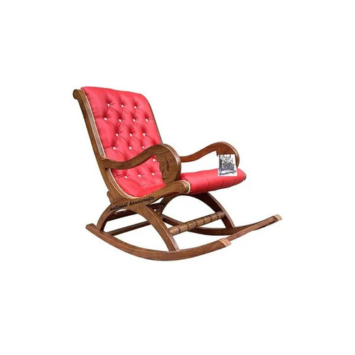 Teak Wooden Rocking Chair - Premium Embossed Finish, Eco-Friendly Design, Modern Appearance, Easy to Clean and Use, Ideal for Living Room and Hotels