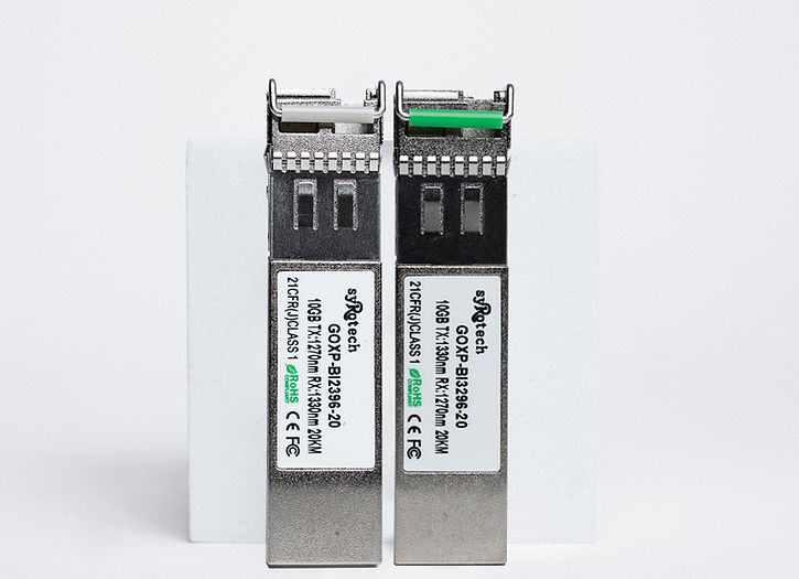 Syrotech GOXP-BI2396-20 and GOXP-BI3296-20 - 25G Bidirectional SFP28 Transceiver, 20km Range Over Single-Mode Fiber, DDM Enabled, Compact, Grey