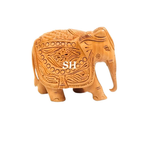 Sandalwood Elephant Statue - Pure White, Glossy Surface, Beautiful Carving | Customized Home Decoration, Stunning Interior Accent