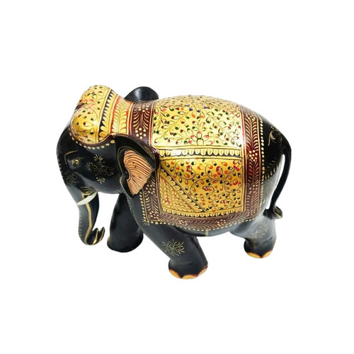 Wooden Gold Painted Elephant Statue
