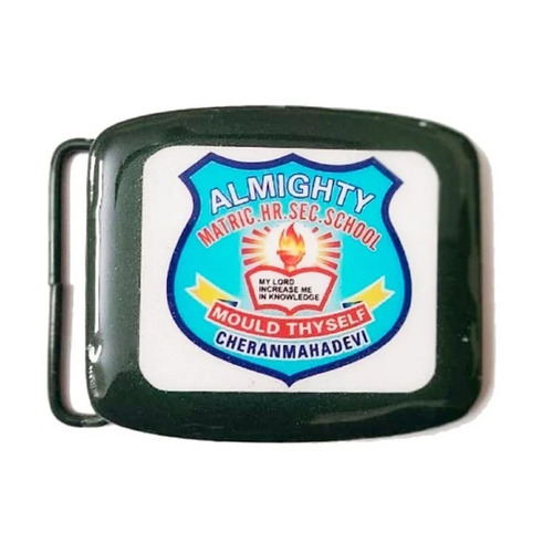 Black Digital Print School Belt Buckle - Customized, Multicolor, Rust Free, Washable, No Fade | Unisex Design for Every Occasion