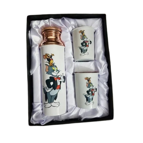 Cartoon Printed Copper Water Bottle Set