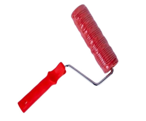 Designer Paint Roller Brush - Red Cylindrical, 8 Inch Size | Durable, 9 Inch Handle Length, Ideal for Wall Painting