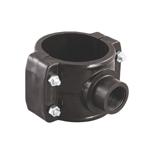 HDPE Pipe Clamp Saddle - 50mm x 1/2 Inch , Durable Black HDPE for Secure Pipe Clamping