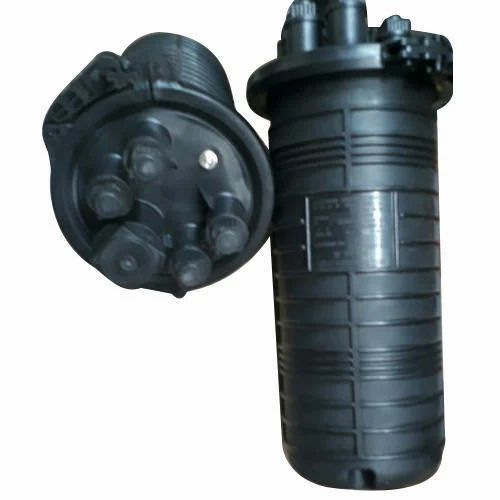 Optical Fiber Cable Joint Closure - Polycarbonate Vertical, Black | Wall Mounted and Pole Installation, Industrial Use