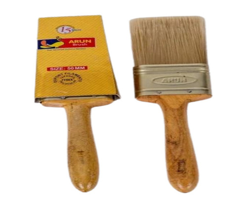 Paint Brush - Synthetic Fiber, 50 mm Size | Durable Wooden Handle, Beige Color, Ideal for Wall Painting