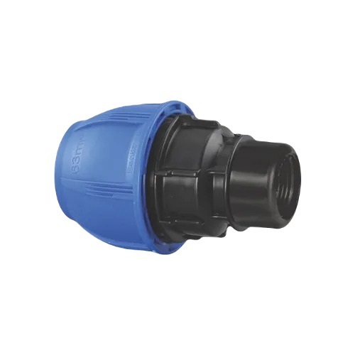 PP Female Thread Adapter - 63 mm x 3/2 Inch | Blue, Black, Leak-Proof, Chemical Resistant, NBR Gasket for Drinkable Water, PN16 Rated