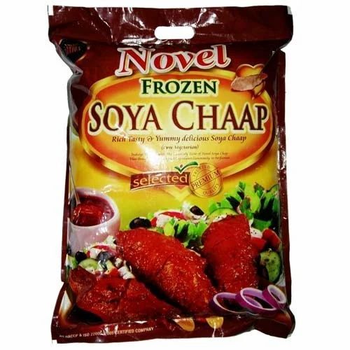 Soya Chaap Packaging Pouch - Plastic Material, Printed Pattern for Durable and Stylish Food Storage Solutions