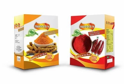 Spice Packaging Box - Bleached Kraft Paperboard Straight Tuck End Style Multi Color 270-350 GSM | Termite Resistant Food Grade Biodegradable Moisture Proof Embossed & Debossed Finish