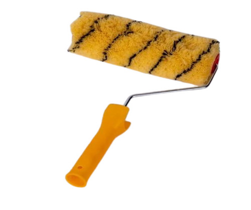 Tiger Paint Roller Brush - Durable Round Brush, 8 Inch Size, Yellow and Black Color, 9 Inch Handle Length | Ideal for Wall Painting