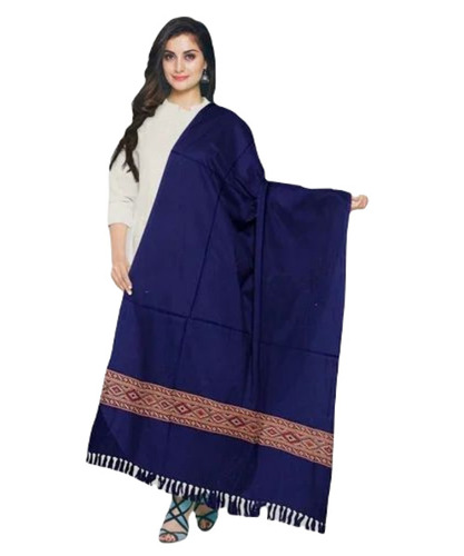 Woolen Shawl - Soft and Warm, Fancy Style for Women - Plain Blue Design Ideal for Winter Weddings