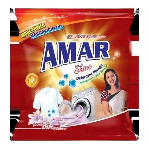 Detergent Powder Packaging Pouch - PET Material, Glossy Finish, Multi Layer Lamination, Printed Design, Center Seal with Zipper Closure
