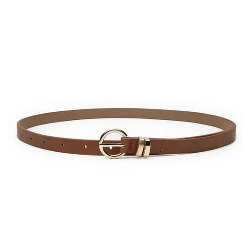 Ladies PU Leather Belt - Brown 25 Inch Length Plain Pattern Corrosion Resistant | Skin Friendly Design for Casual and Party Wear