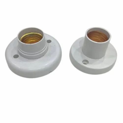 Plastic Electrical Batten Bulb Holder - Plastic Material, E27 Base Type, Operating Temperature 0 to 60Â°C | Color: White, Suitable for Cable Hold Installation